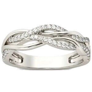 925S Infinite Twisted Design Lab Created Cubic Zirconia Wedding Anniversary Band